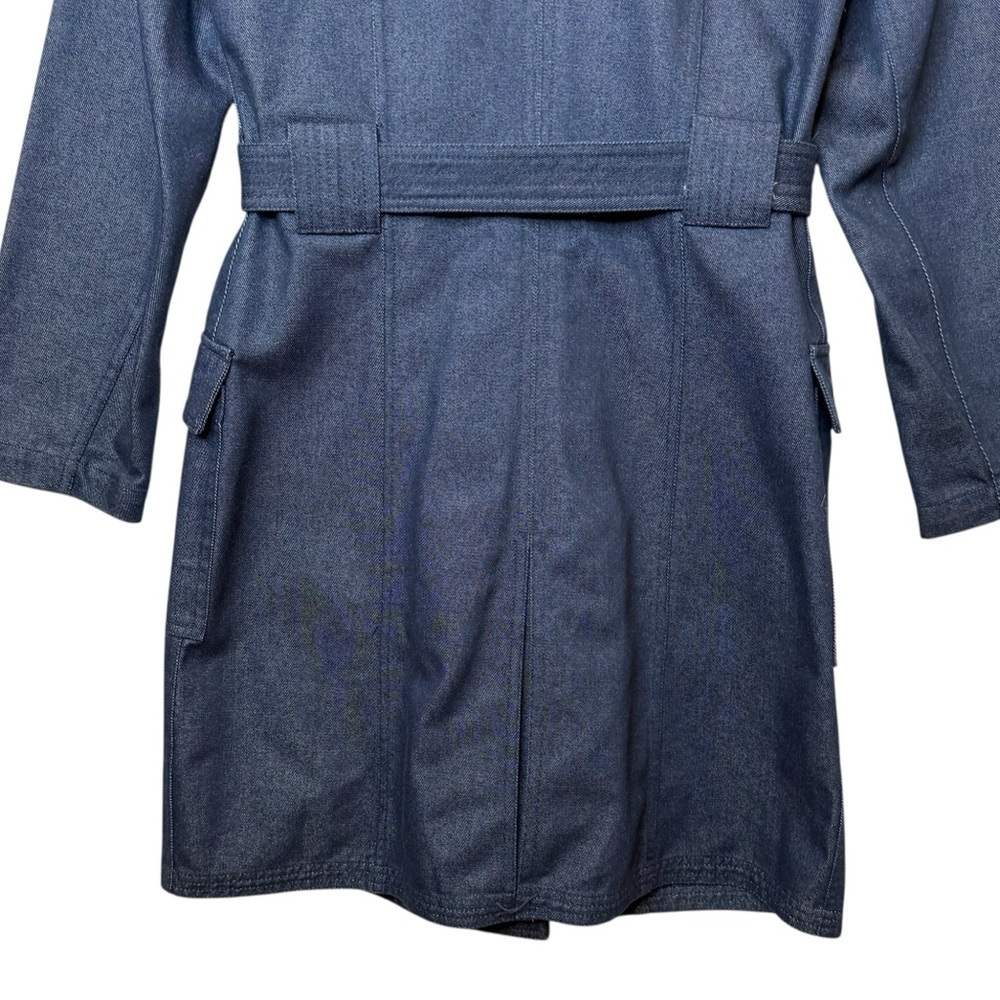 GAP Y2K Vintage Denim Dark Wash Women’s Blue Belted Women’s Trench Coat Sz XS - Picture 12 of 12